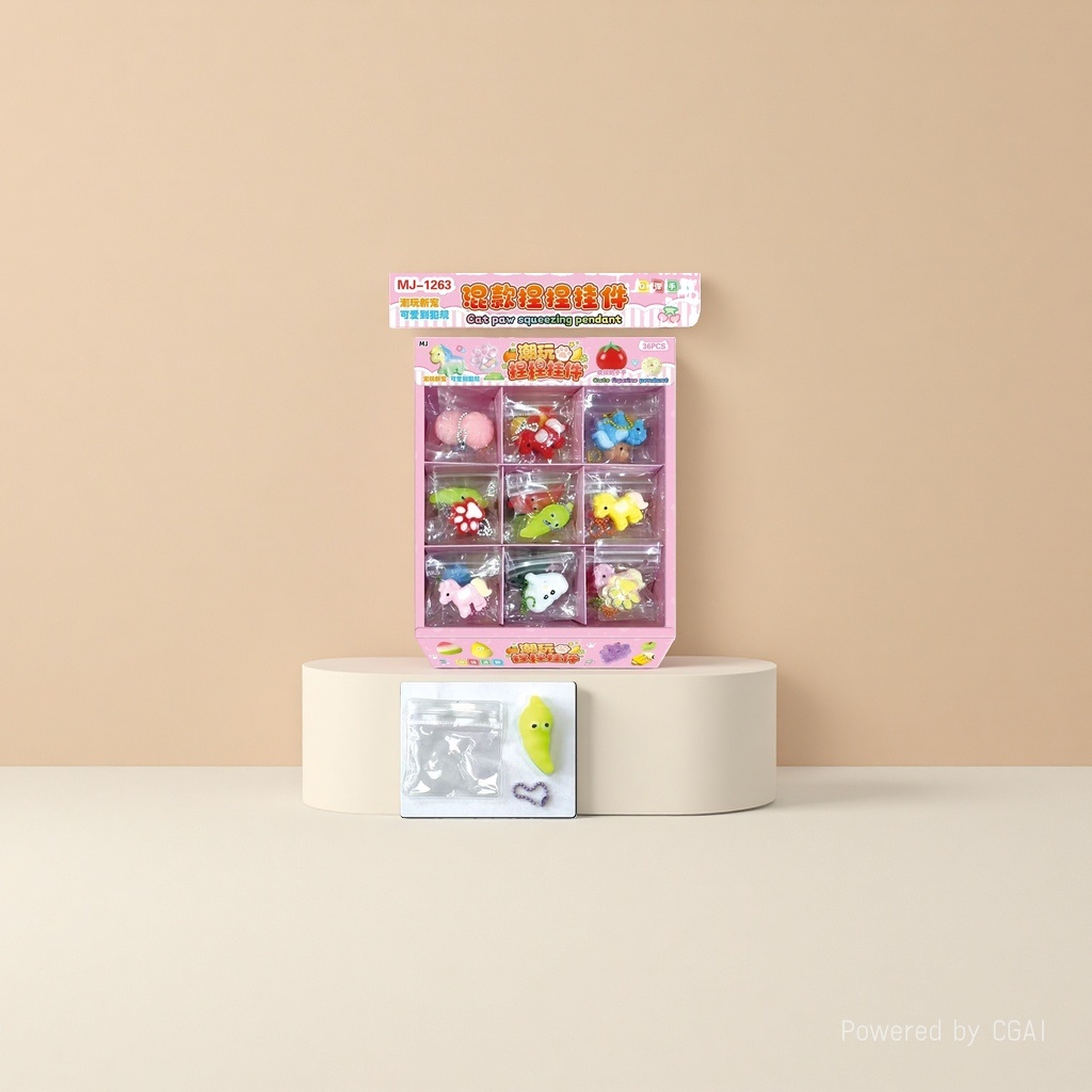 The mixed kneading pendant set features a cute cat paw kneading pendant with a soft, soft and creamy design