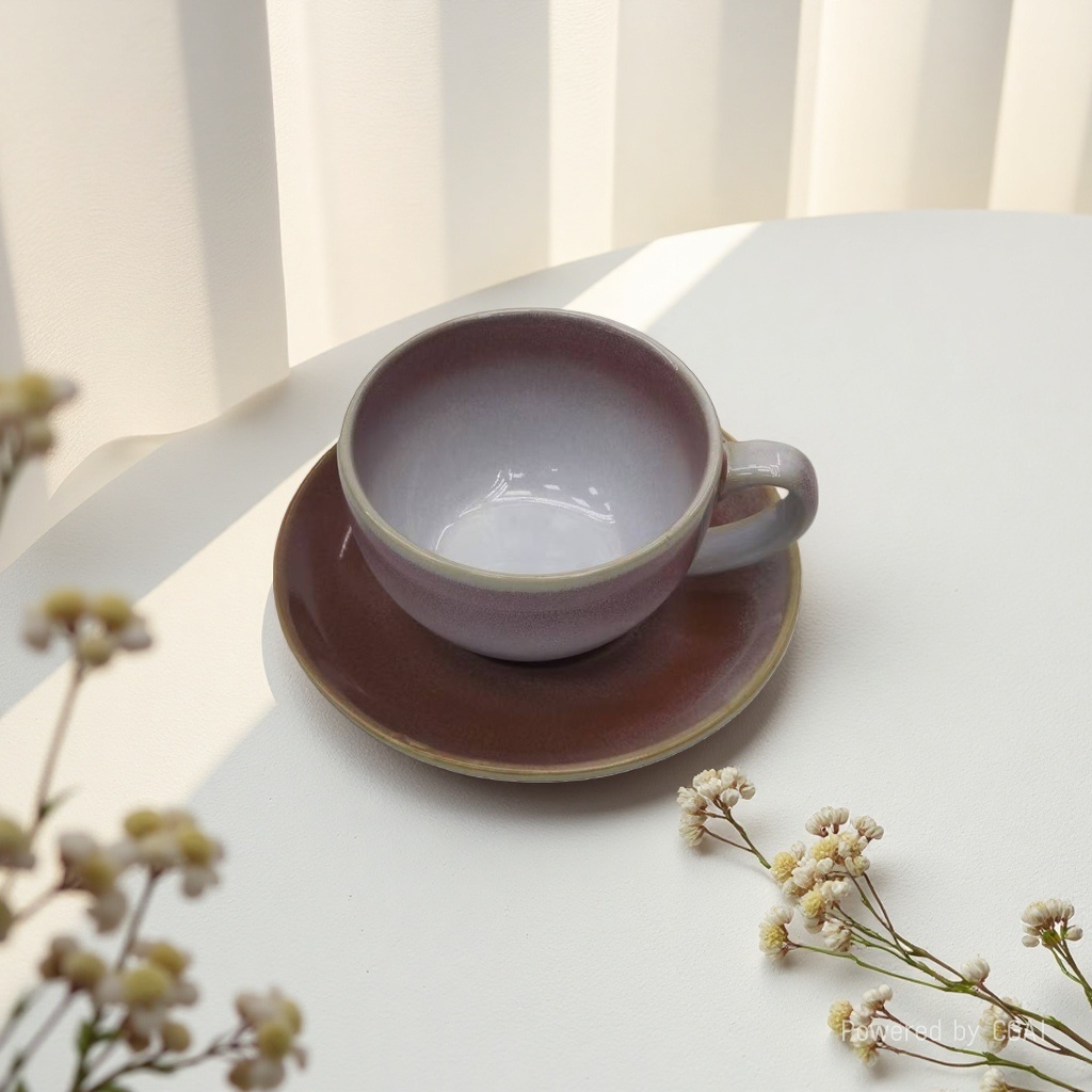 Turkish ceramic tea cups with saucers and green tea water cups with leak-proof design details Picture