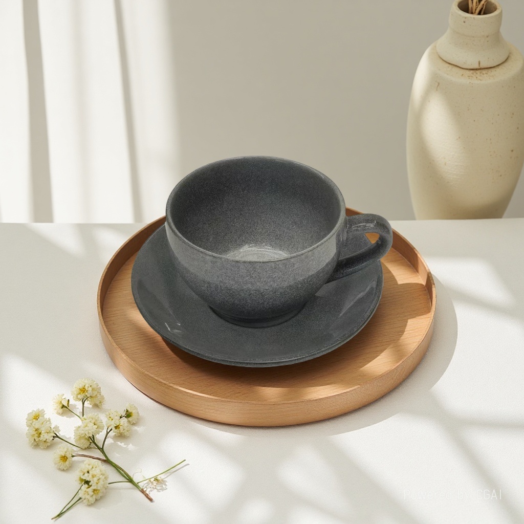 Grey heat transfer ceramic mug, 13-ounce tea cup, home coffee cup details Picture