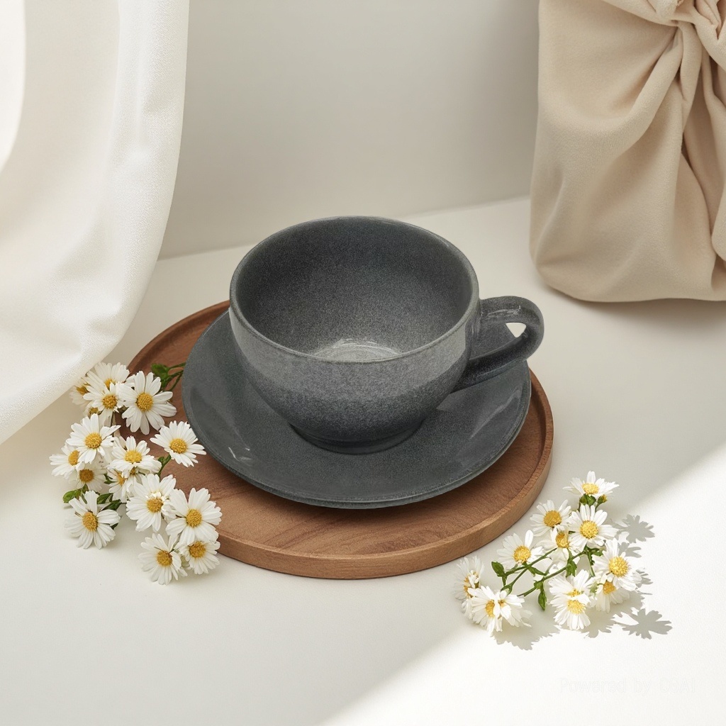 Grey heat transfer ceramic mug, 13-ounce tea cup, home coffee cup Item Picture