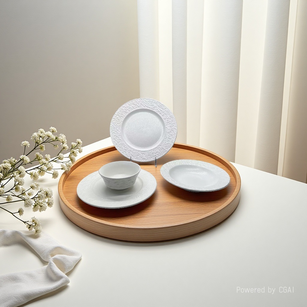 The white ceramic tableware set is equipped with 304 stainless steel tableware, instant noodle bowls and cute plates and bowls details Picture