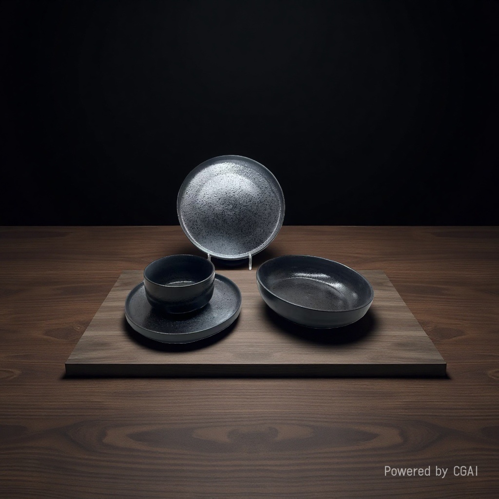 Black ceramic tableware set: Four-piece set of plates, bowls, saucers and chopsticks, underglaze painted ceramic bowls Specification image
