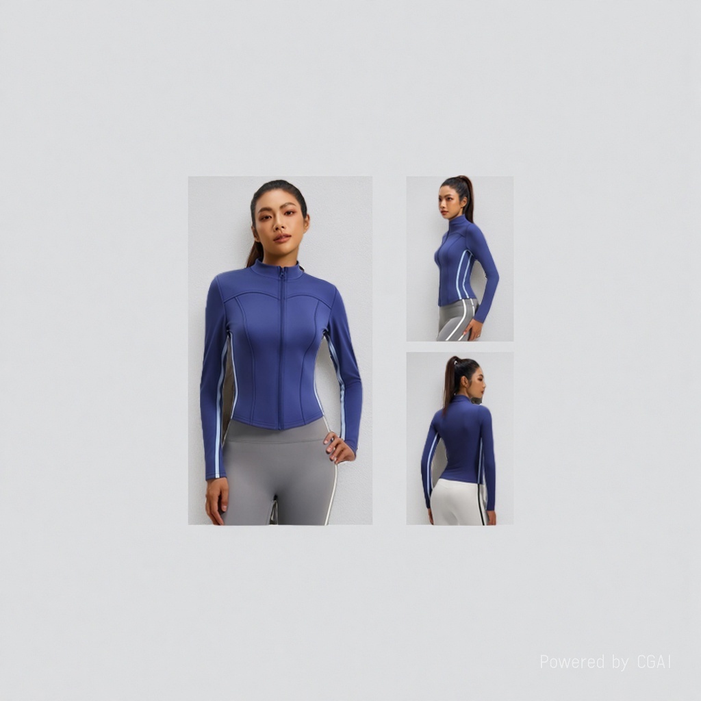Yoga wear, women's high school stretch quick-drying sun-protective tight-fitting garment, outdoor fitness sports T-shirt details Picture