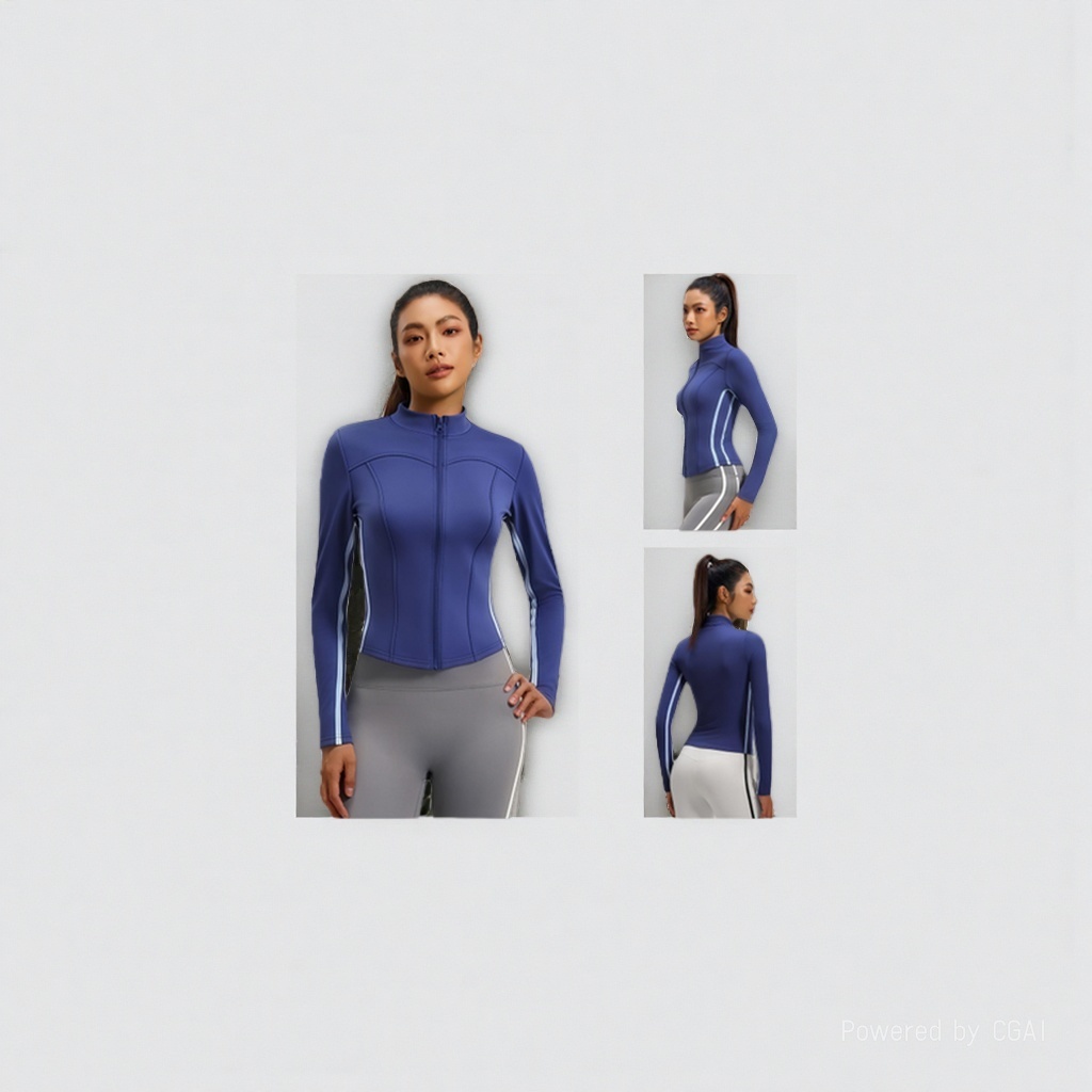 Yoga wear, women's high school stretch quick-drying sun-protective tight-fitting garment, outdoor fitness sports T-shirt Item Picture