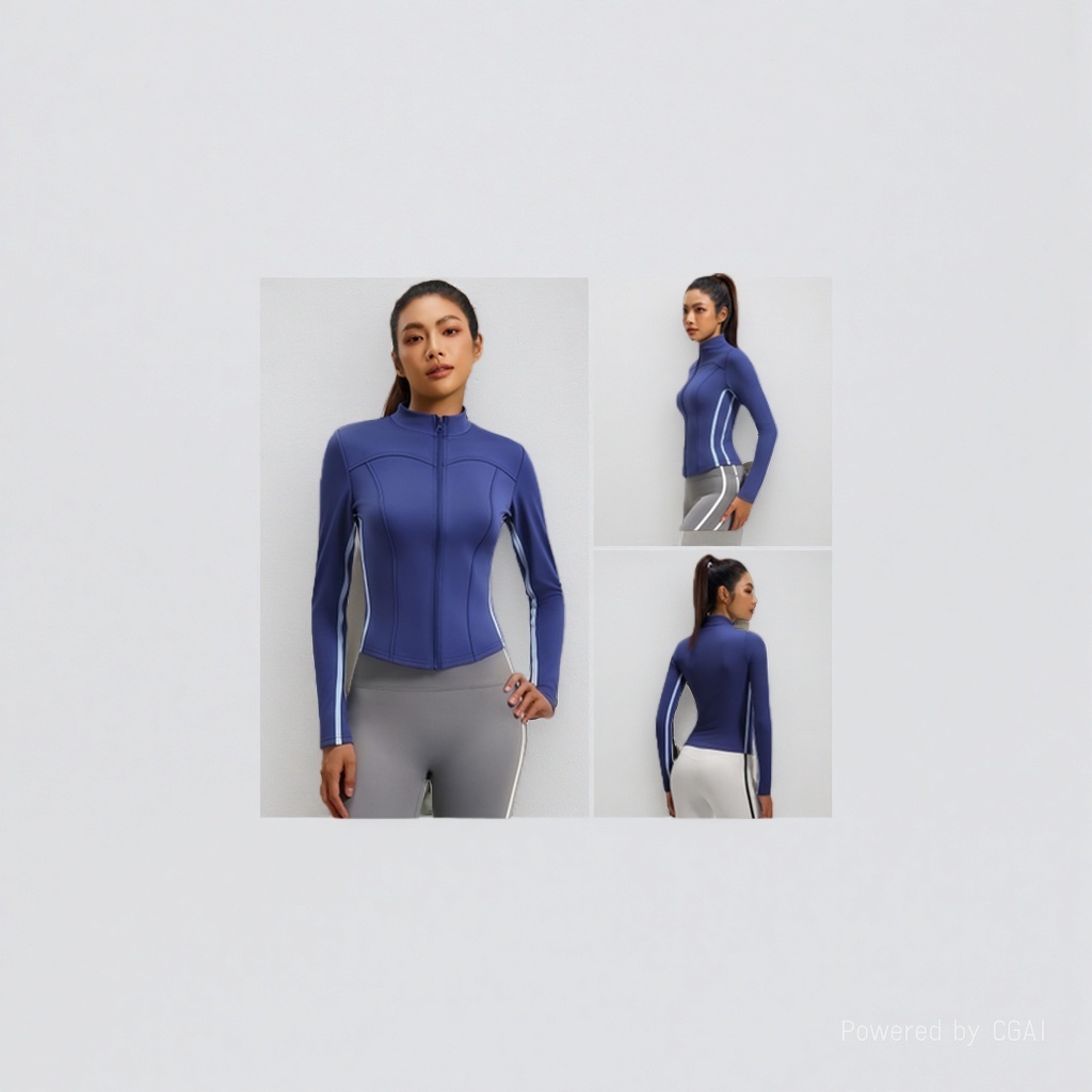 Yoga wear, women's high school stretch quick-drying sun-protective tight-fitting garment, outdoor fitness sports T-shirt Specification image