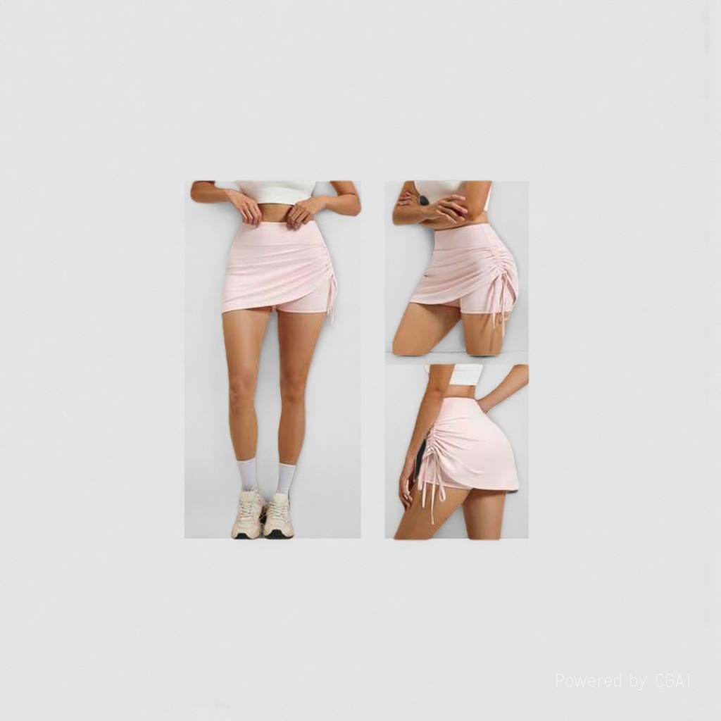 Pink sports short skirt, high-waisted women's slimming yoga running fitness dress Item Picture