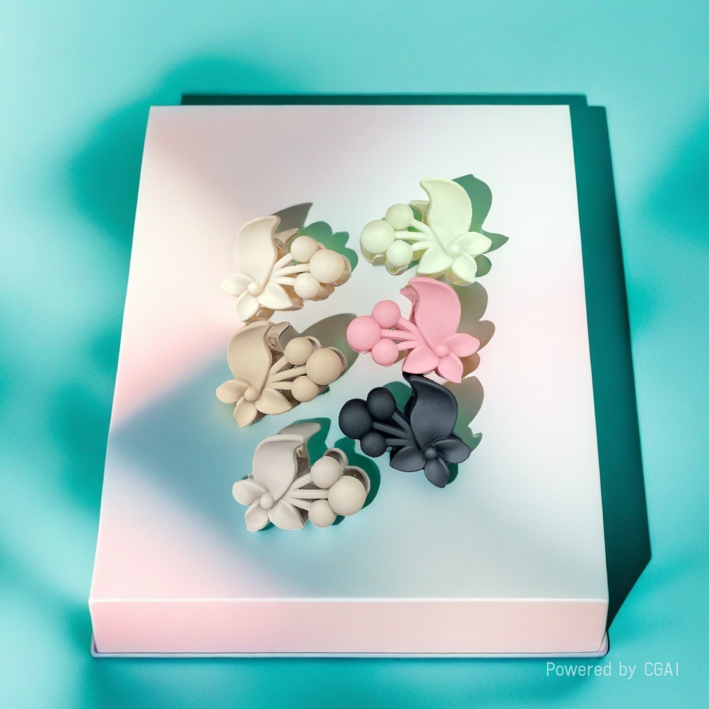 Korean version flower-shaped acrylic grab clip large intestine hair band square towel hand-woven duck clip details Picture