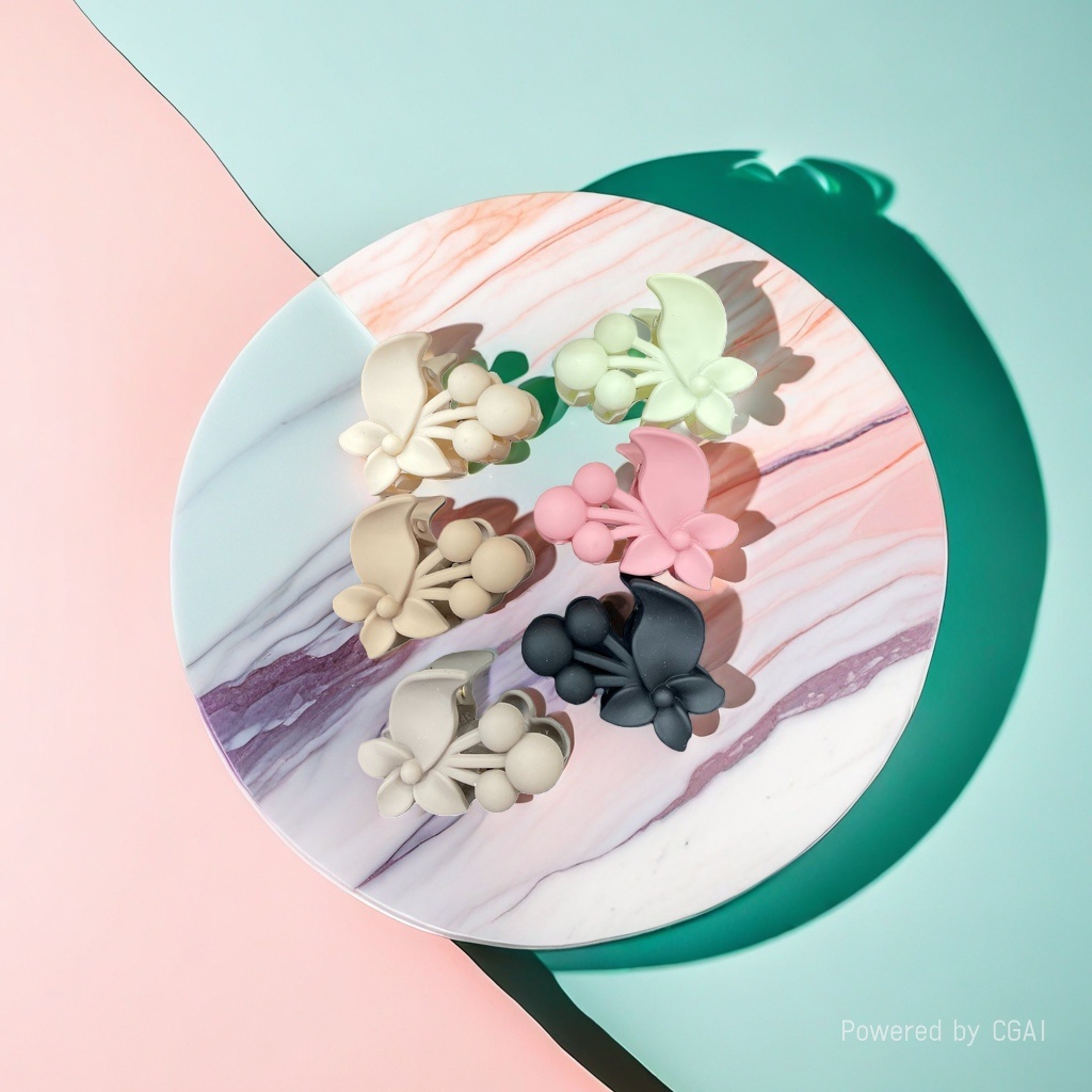 Korean version flower-shaped acrylic grab clip large intestine hair band square towel hand-woven duck clip Specification image
