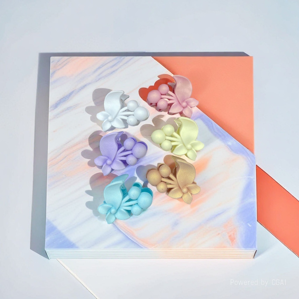 Korean version acrylic flower-shaped grabber six-color set: white, pink, purple, yellow, blue and gold Application Scenario