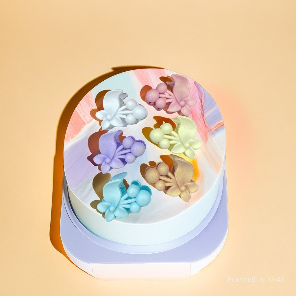 Korean version acrylic flower-shaped grabber six-color set: white, pink, purple, yellow, blue and gold Specification image