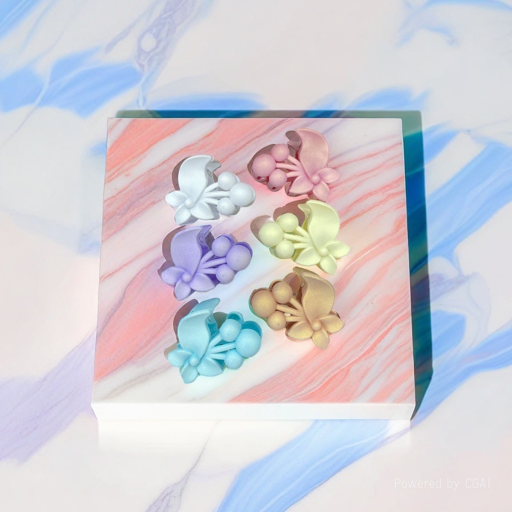 Korean version acrylic flower-shaped grabber six-color set: white, pink, purple, yellow, blue and gold