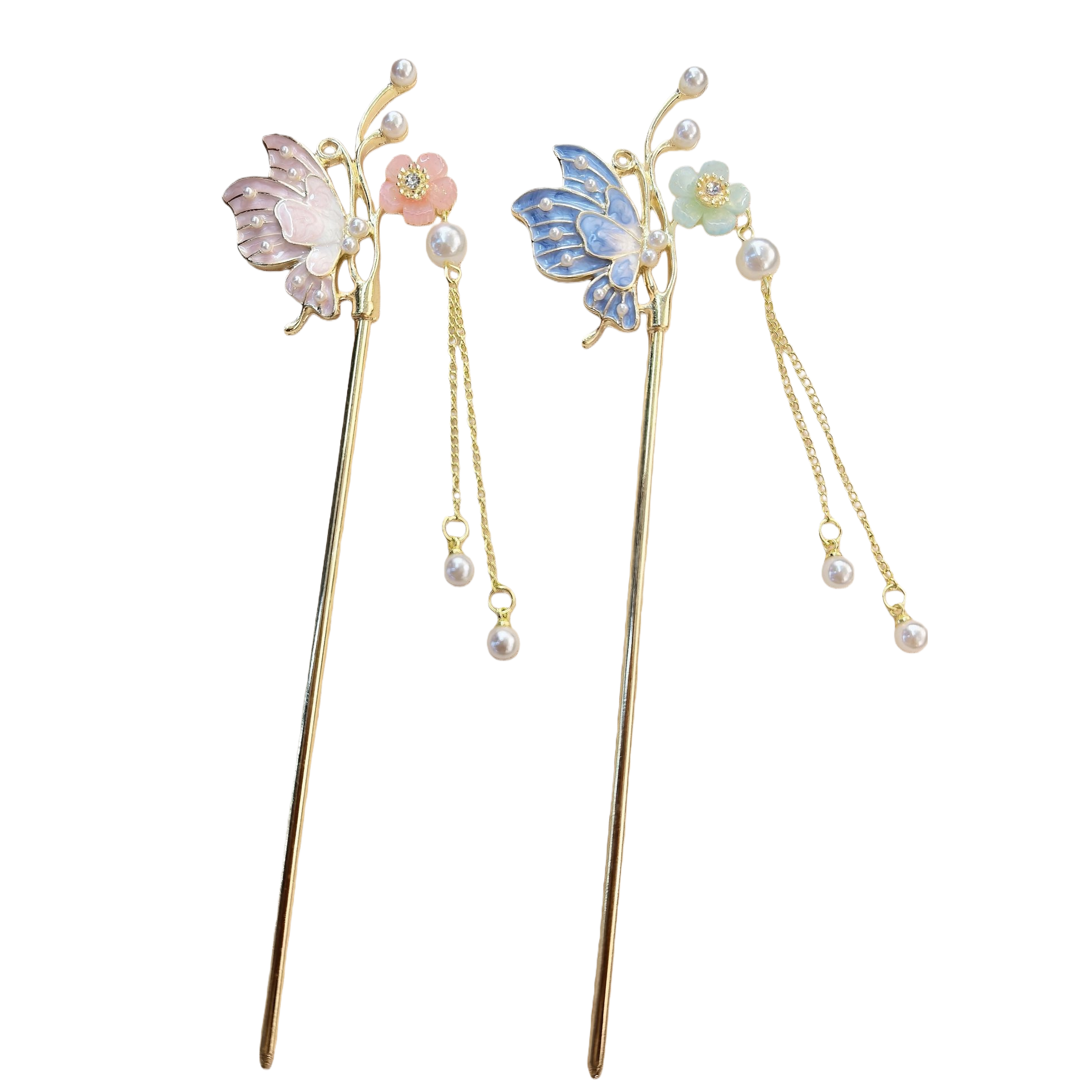 Wholesale of exquisite ancient-style hairpins, magnolia flower hairpins, stepping tassel hair accessories, high-end U-shaped hairpins and hair accessories Item Picture