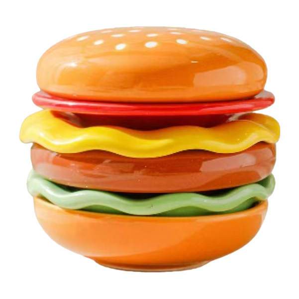 High appearance level, cute burger shape, ceramic children's creative seasoning, snack seasoning dish, soy sauce, household vegetable dish, flavor dish Item Picture
