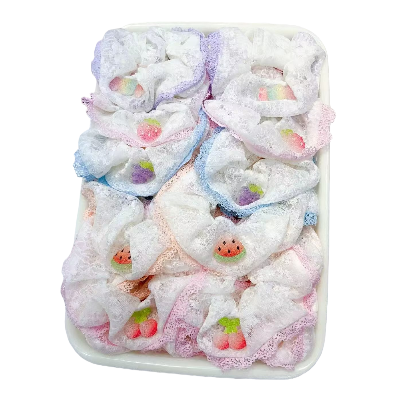 Cute fruit-patterned large intestine hair band accessory, large intestine hair band Item Picture