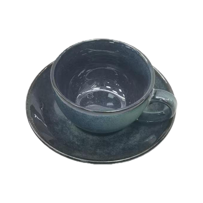 The Jingdezhen ceramic dark blue coffee cup set with saucers and insulated coffee cups is selling well across borders