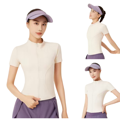 Yoga wear, women's sports tight-fitting clothes, sun-protective fitness wear, T-shirts, outdoor fitness shirts, sportswear Application Scenario