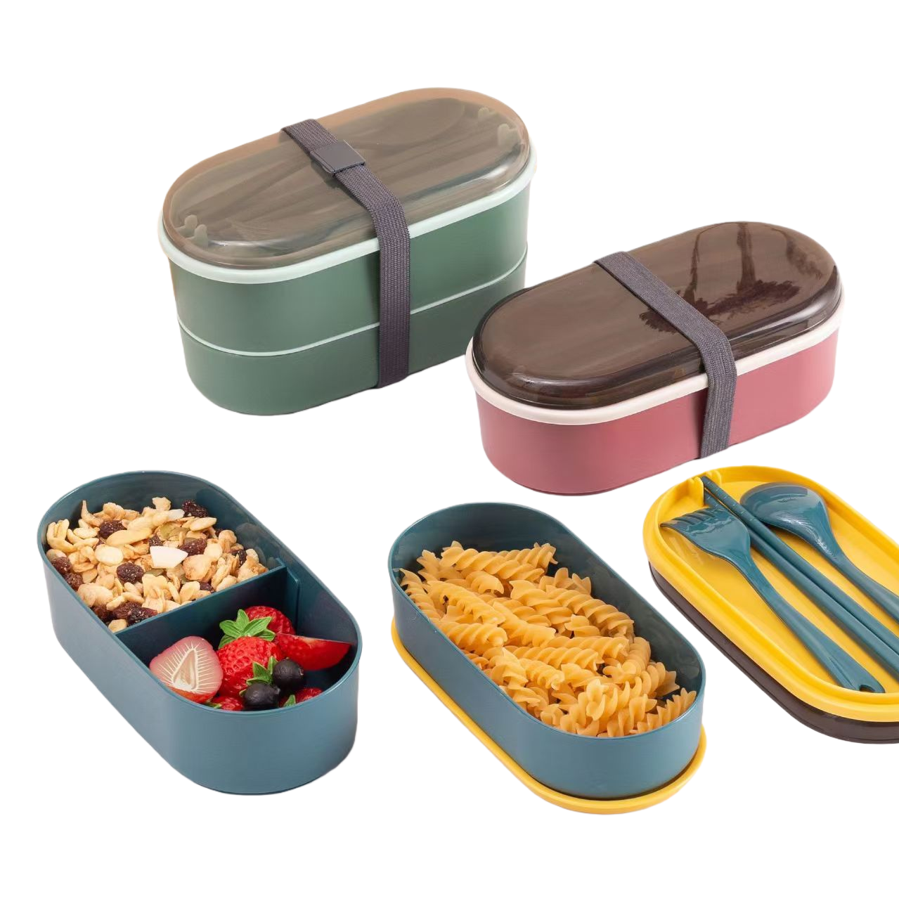 Cross-border direct supply, double-layer storage, single-layer separation, microwave-safe lunch box Item Picture