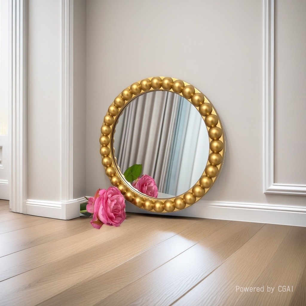 Simple and creative Buddhist prayer bead round mirror, bathroom wall hanging round mirror, makeup mirror, bathroom wall hanging, bathroom decoration mirror
