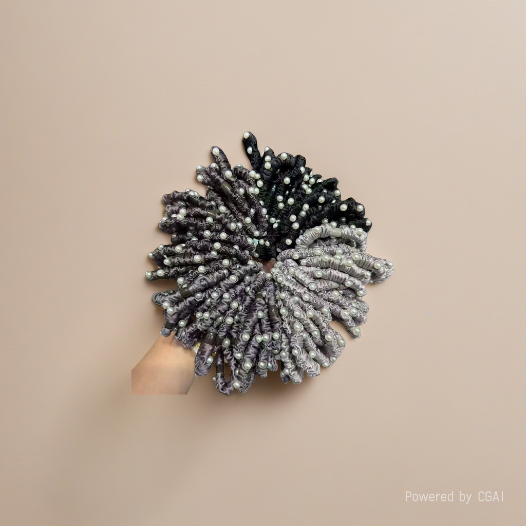 Pearl-decorated large intestine hair bands, hair accessories and hair strings details Picture