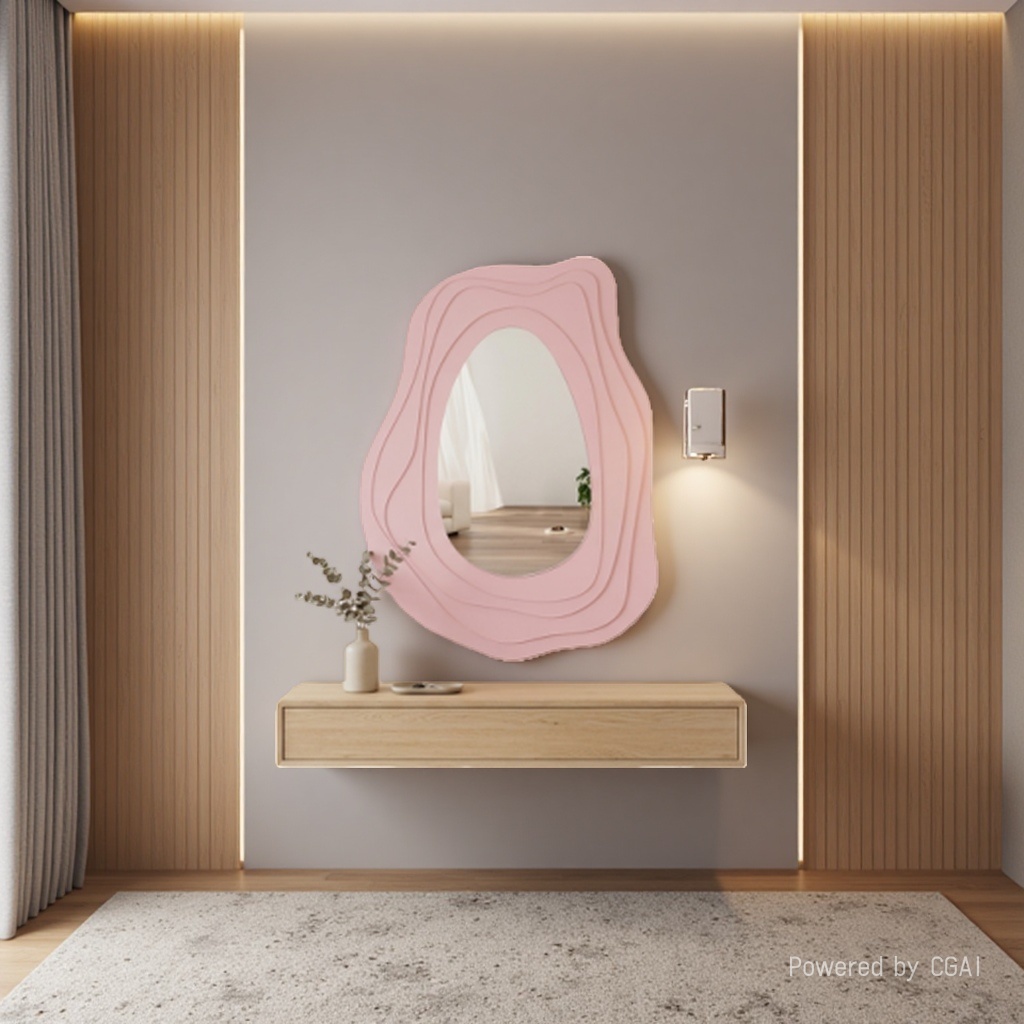 مرآة مرآة دائرية لجدار الحمام مرآة مكياج ومرآة للحمام مزخرفة بالحمام Specification image