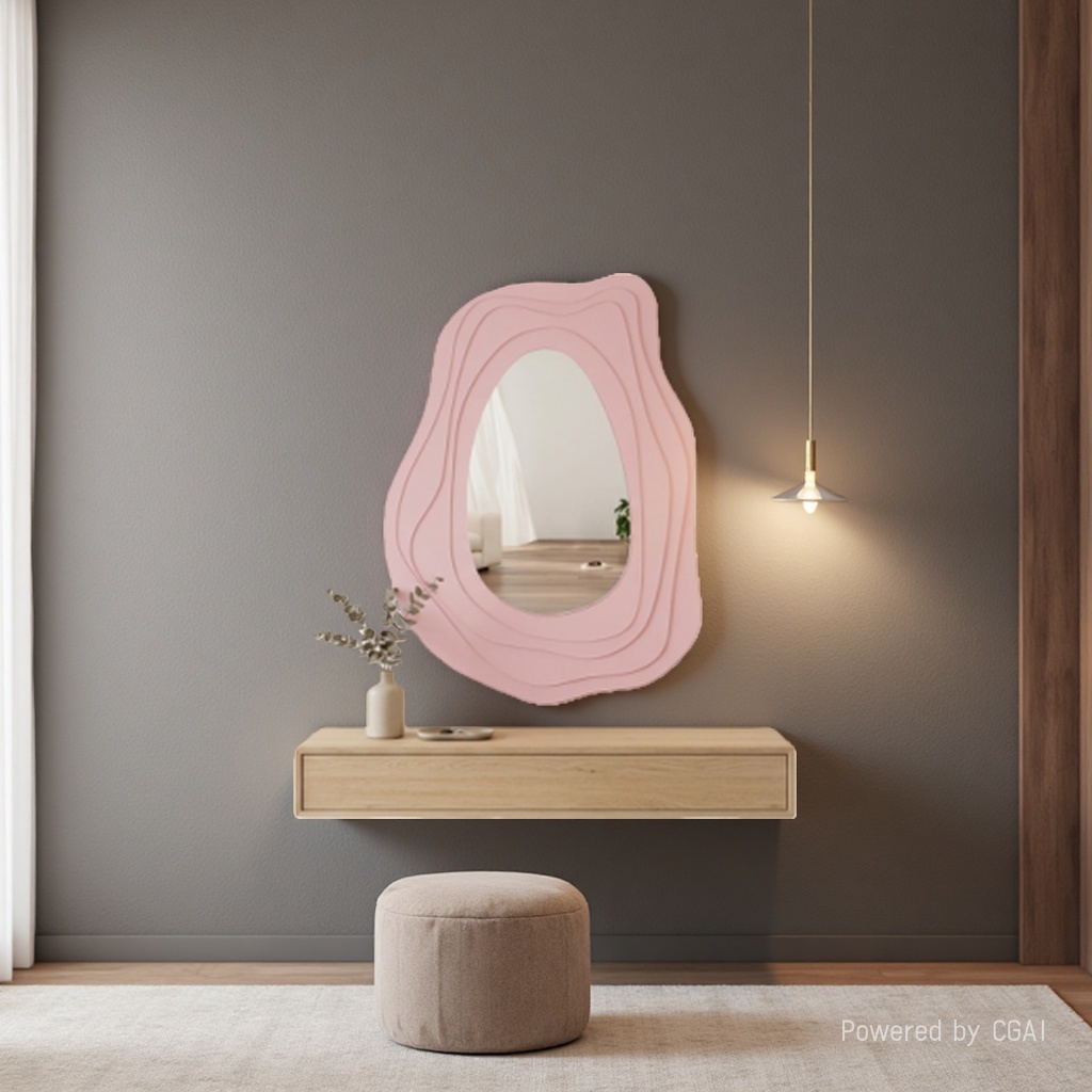 Oval irregular-shaped rock plate mirror, bathroom wall hanging round mirror, makeup mirror, bathroom wall hanging, bathroom decorative mirror