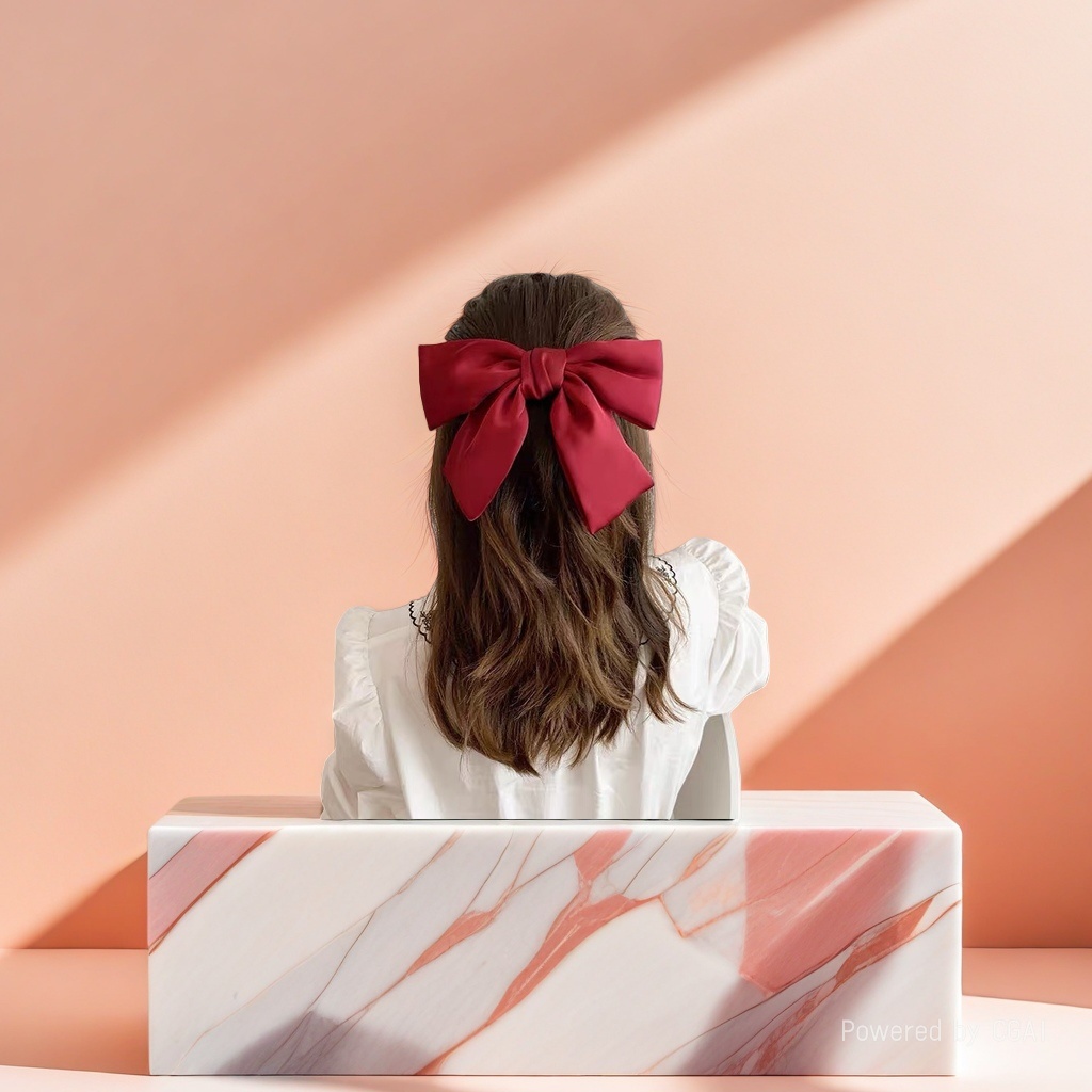 Red bow, banana clip, duckbill clip, cartoon hairpin, hair accessory, DIY hair clip for hair fixation Application Scenario