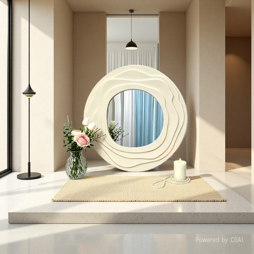 مرآة دائرية، مرآة دائرية، مرآة مكياج، مرآة للحمام، مرآة زينة للحمام details Picture