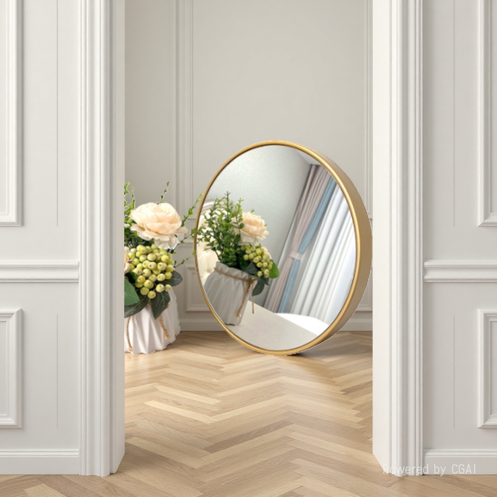 مرآة دائرية ضيقة، مرآة دائرية، مرآة مكياج، مرآة مزخرفة للحمام Specification image