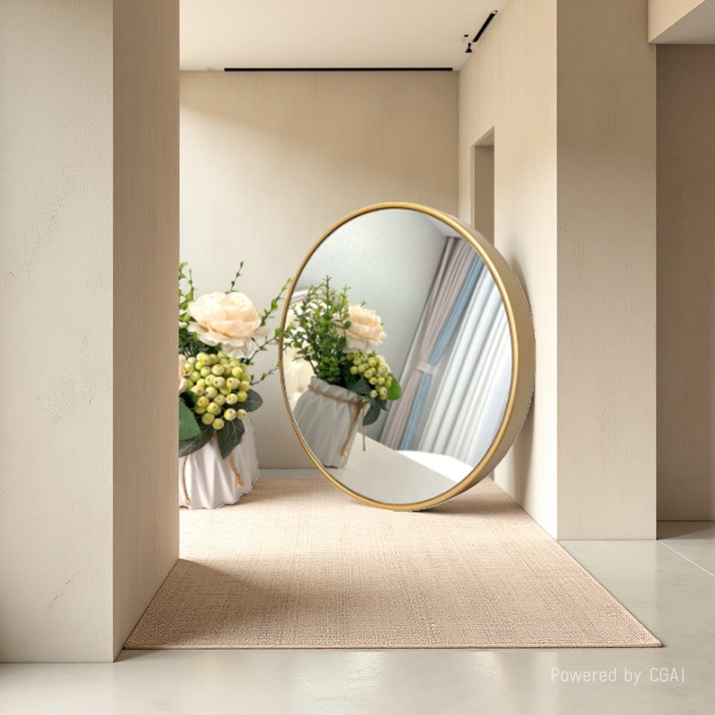 مرآة دائرية ضيقة، مرآة دائرية، مرآة مكياج، مرآة مزخرفة للحمام details Picture