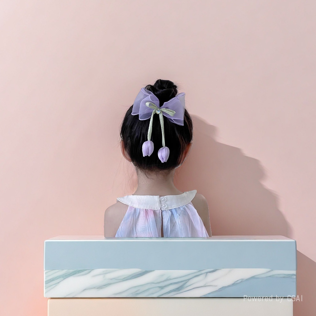 Purple bow banana clip little girl cartoon duckbill hair clip DIY hair clip Specification image