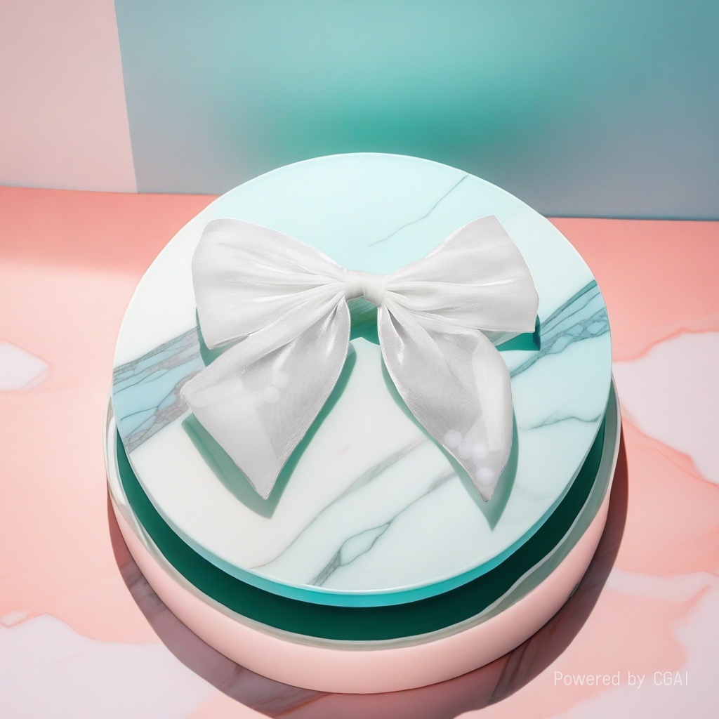 White bow tie, macaron-colored resin heart-shaped bow tie, polyester band, acrylic AB color collar circle details Picture