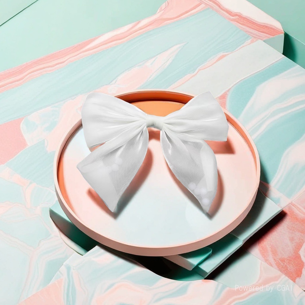 White bow tie, macaron-colored resin heart-shaped bow tie, polyester band, acrylic AB color collar circle Specification image
