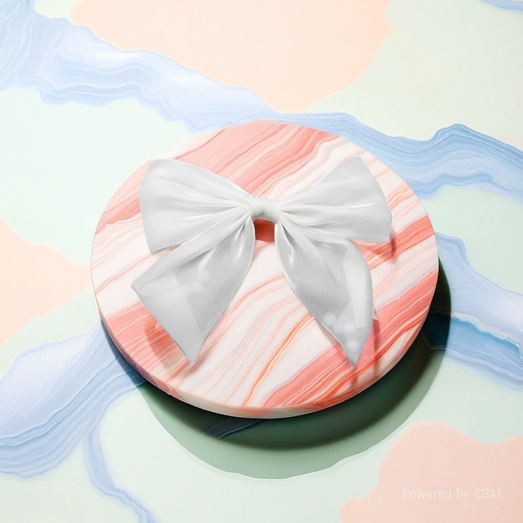 White bow tie, macaron-colored resin heart-shaped bow tie, polyester band, acrylic AB color collar circle