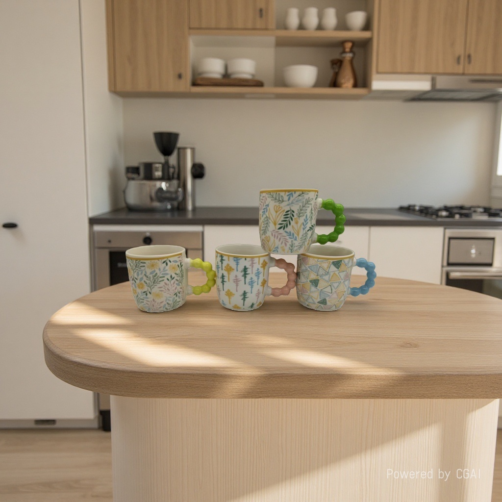 Mugs, household juice and milk cups, large-capacity personalized coffee cups, underglaze colored drinking cups Specification image