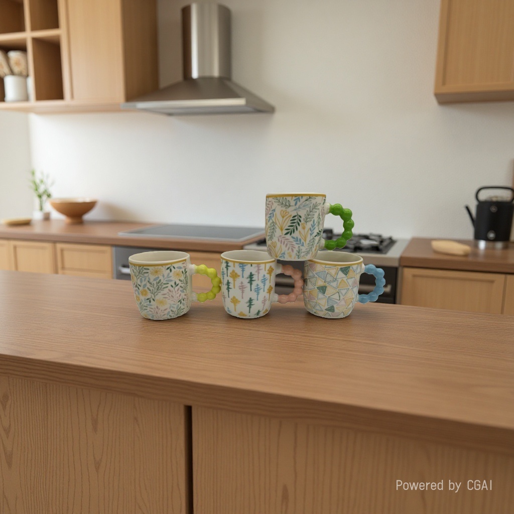 Mugs, household juice and milk cups, large-capacity personalized coffee cups, underglaze colored drinking cups Application Scenario