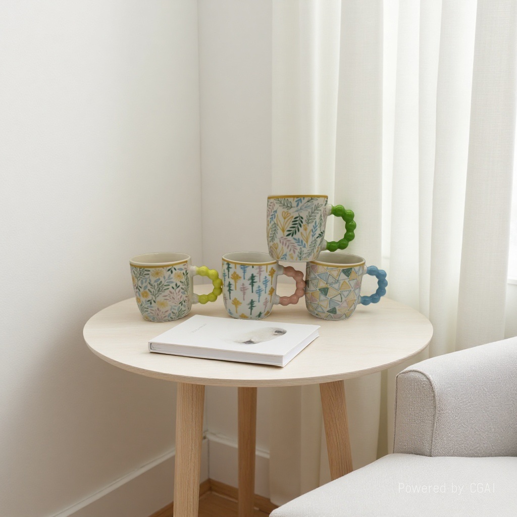 Mugs, household juice and milk cups, large-capacity personalized coffee cups, underglaze colored drinking cups