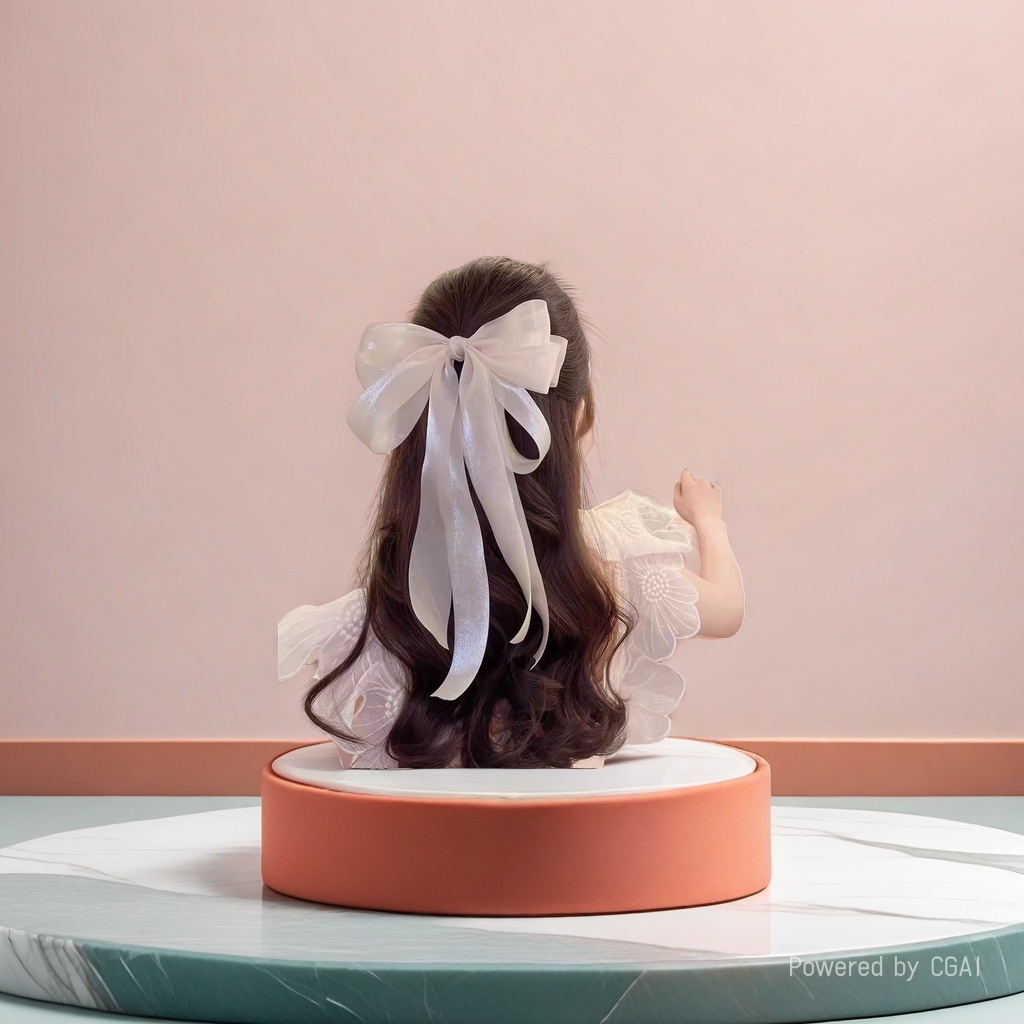 White bow banana clips, duckbill clips, cartoon hair accessories, suitable for long-haired women's DIY hair clips Specification image