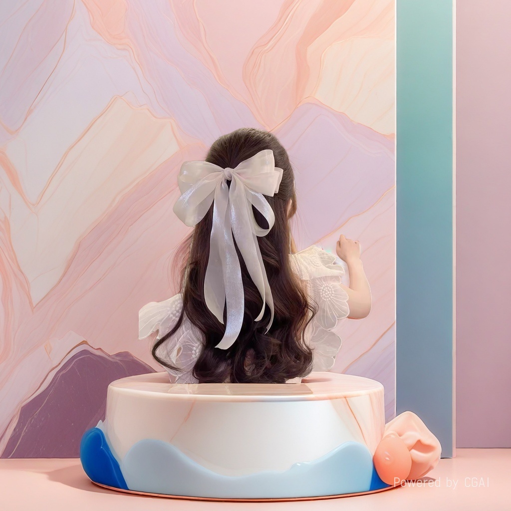 White bow banana clips, duckbill clips, cartoon hair accessories, suitable for long-haired women's DIY hair clips