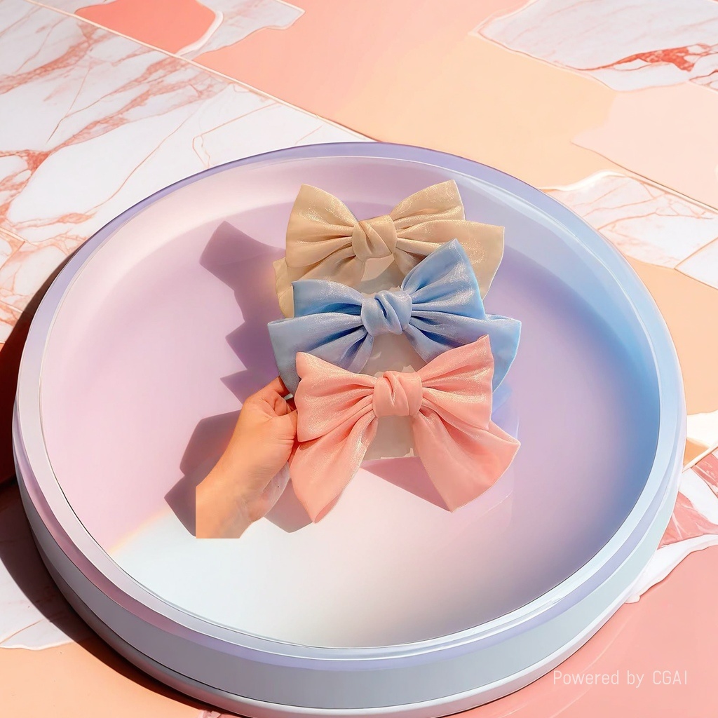 Acrylic flat crown bow hair accessory, 70 pieces of plastic seaweed ornaments