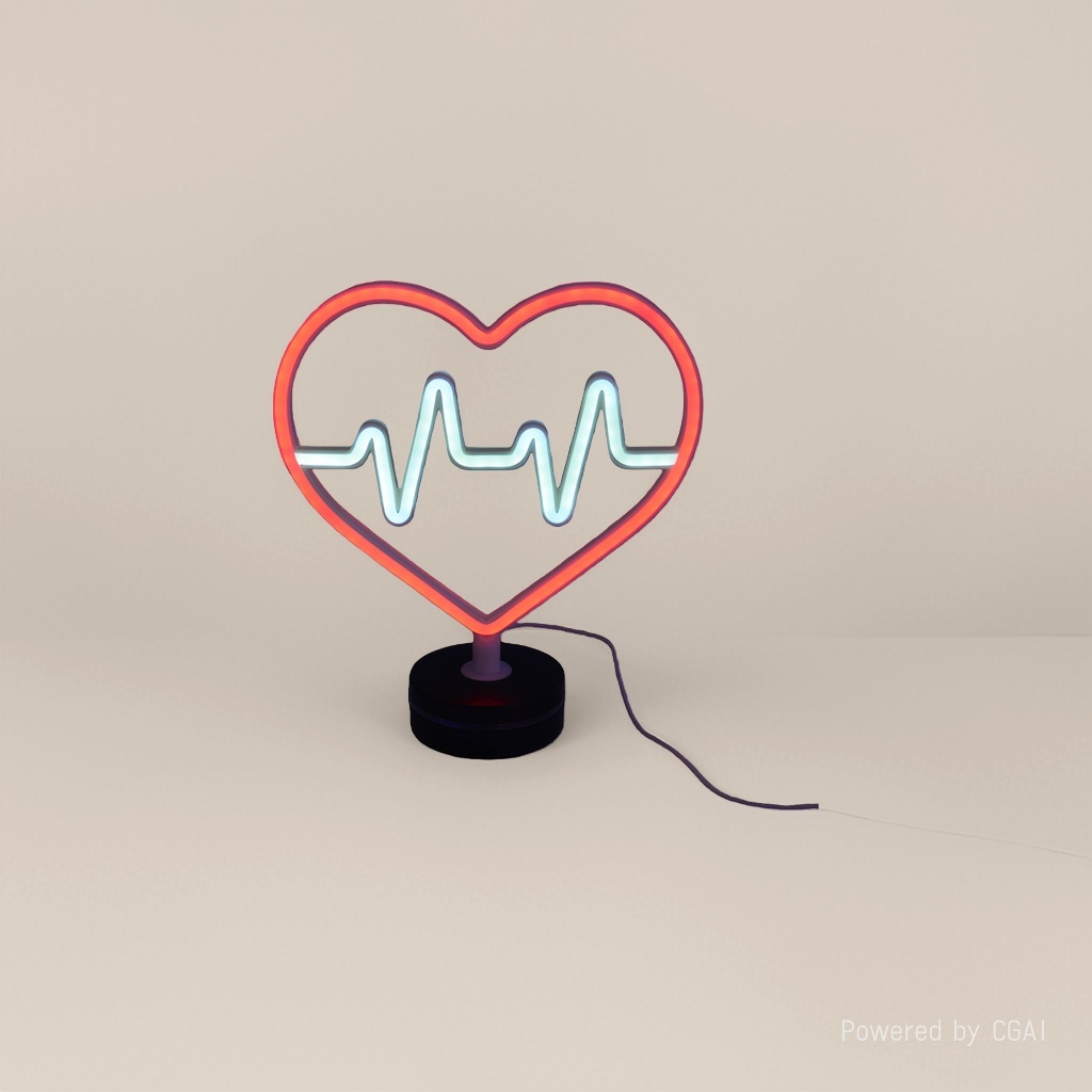 Neon tube heart-shaped pattern electrocardiogram line outdoor decorative lamp