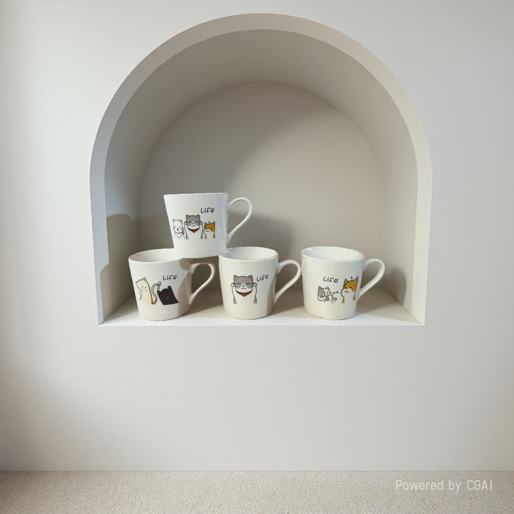 Cartoon mug with lid, spoon, catfish shape, home milk, coffee, juice, breakfast, drinking water, couple ceramic cups Application Scenario