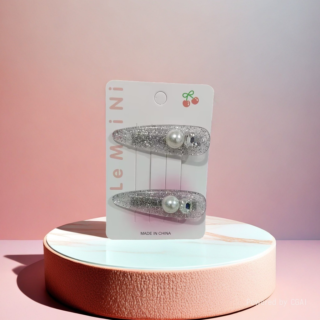 Wholesale of hair accessories, a pair of silver beads, teenage girl student hair clips, pressure clips, edge clips Specification image