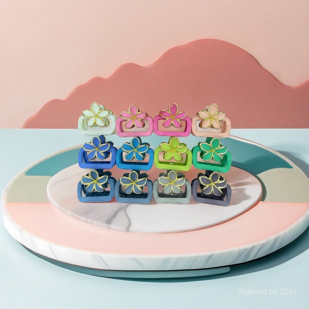 Korean floral decorative hair clips, acrylic sheet duck clips, hand-woven Korean grab clips, U-shaped cards details Picture