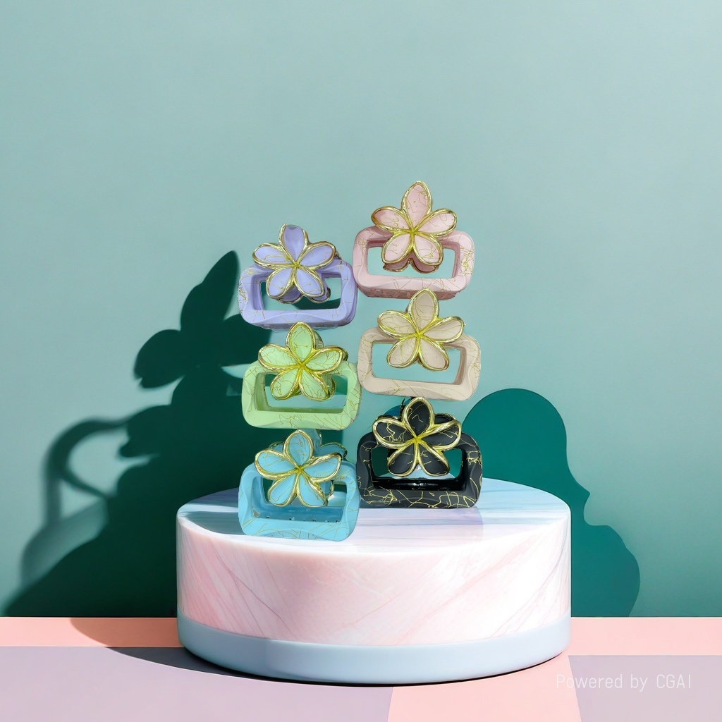 Floral pattern banana clip, duckbill clip, cartoon hairpin, DIY universal style details Picture