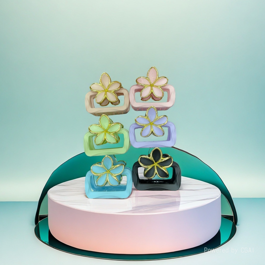 Korean floral decorative hair clips, acrylic sheet duck clips, hand-woven Korean grab clip U-shaped card 161709199 Application Scenario