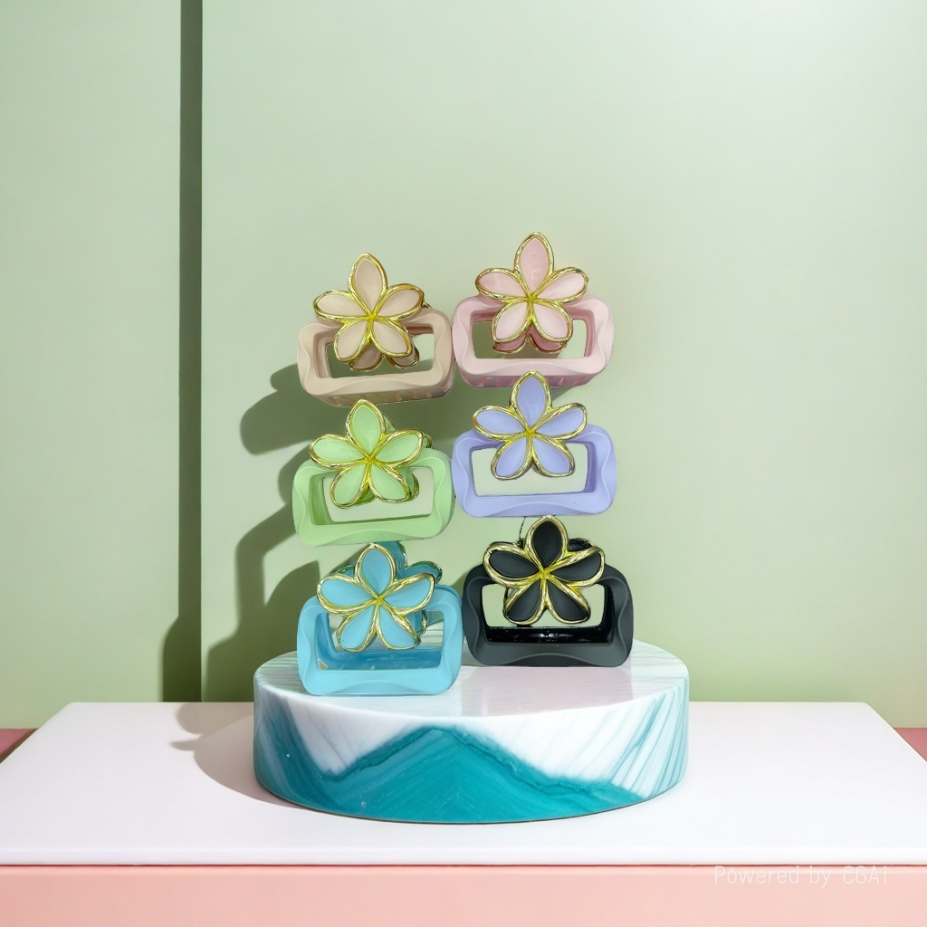 Korean floral decorative hair clips, acrylic sheet duck clips, hand-woven Korean grab clip U-shaped card 161709199 Specification image