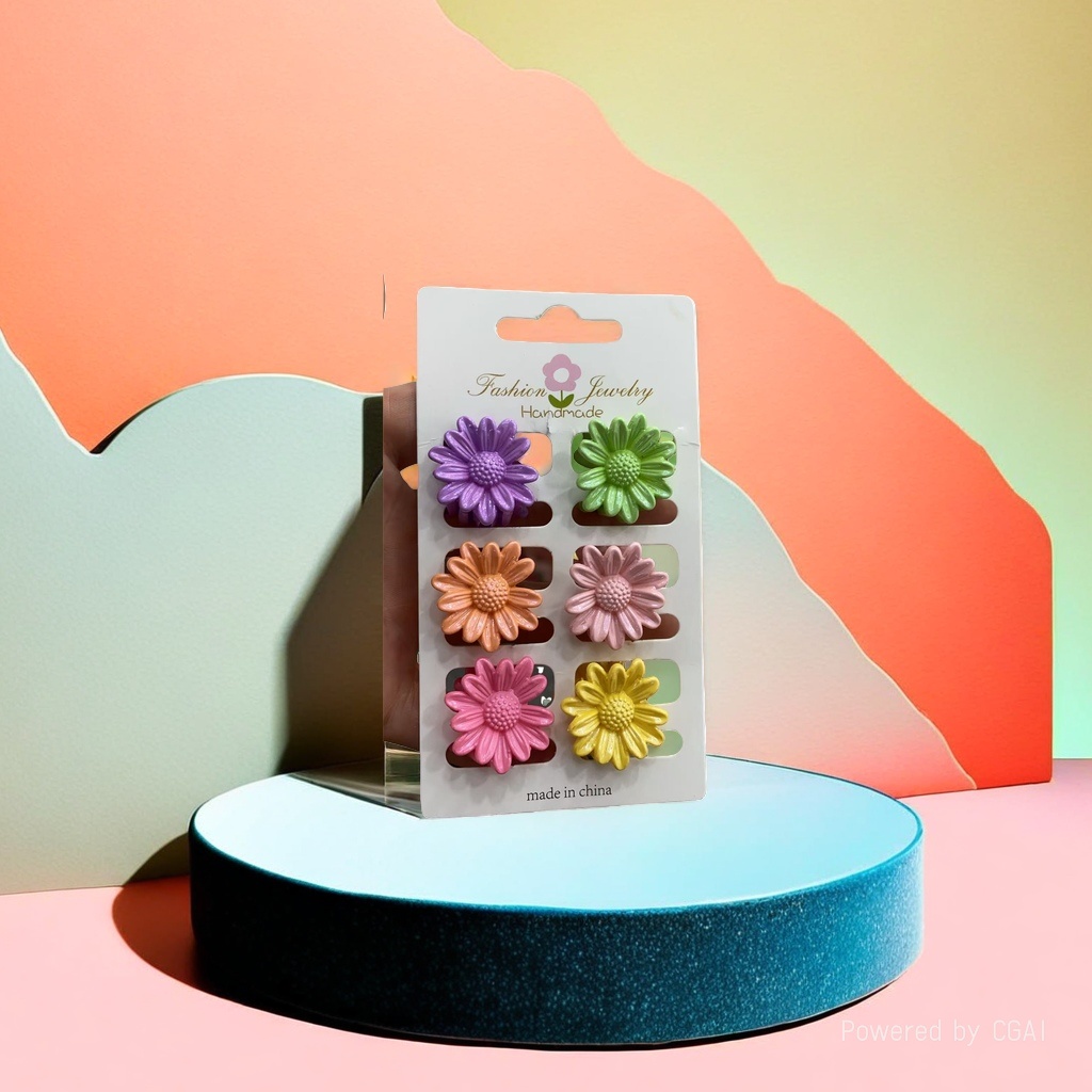 Flower-shaped hair clips, six-color Daisy grappling clips, banana clips, shark clips, fashionable handcrafted accessories details Picture