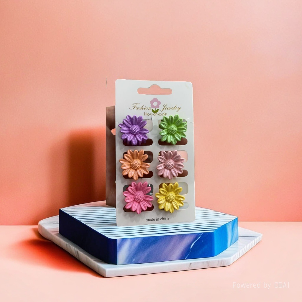 Flower-shaped hair clips, six-color Daisy grappling clips, banana clips, shark clips, fashionable handcrafted accessories Application Scenario