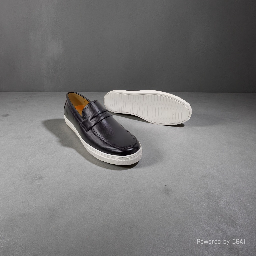 men shoes Black leather loafers men summer sports casual shoes Specification image