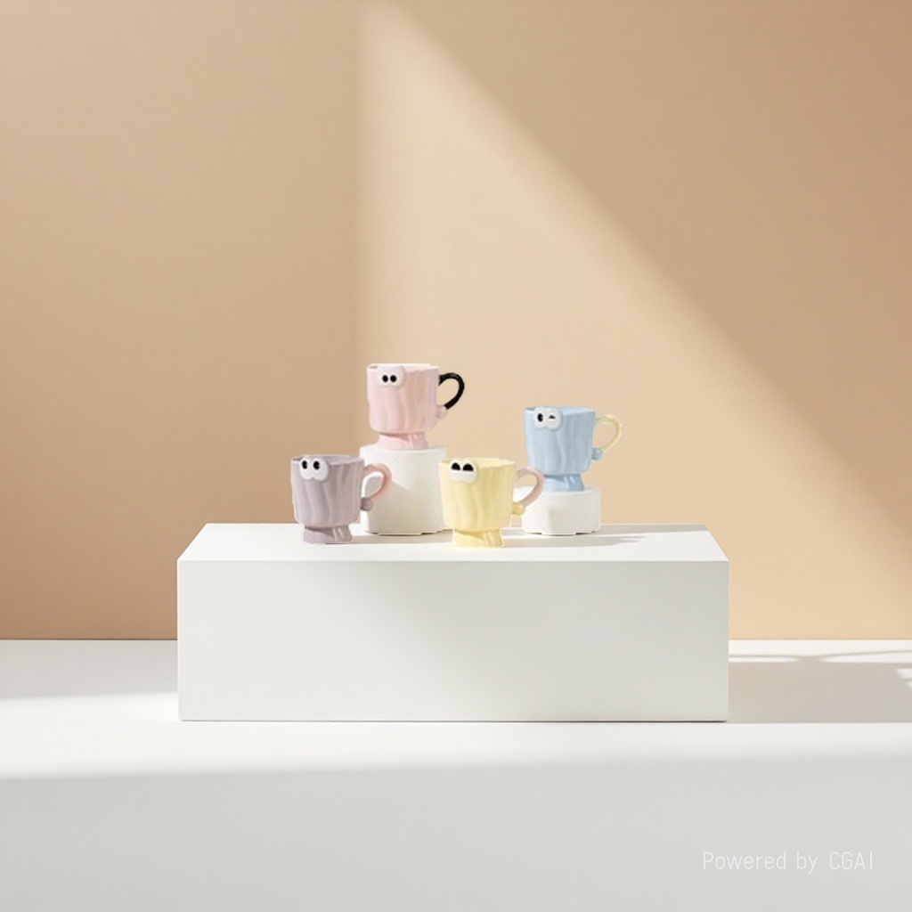 卡通磨砂玻璃水杯茶杯 保温玻璃制品 350ml图
